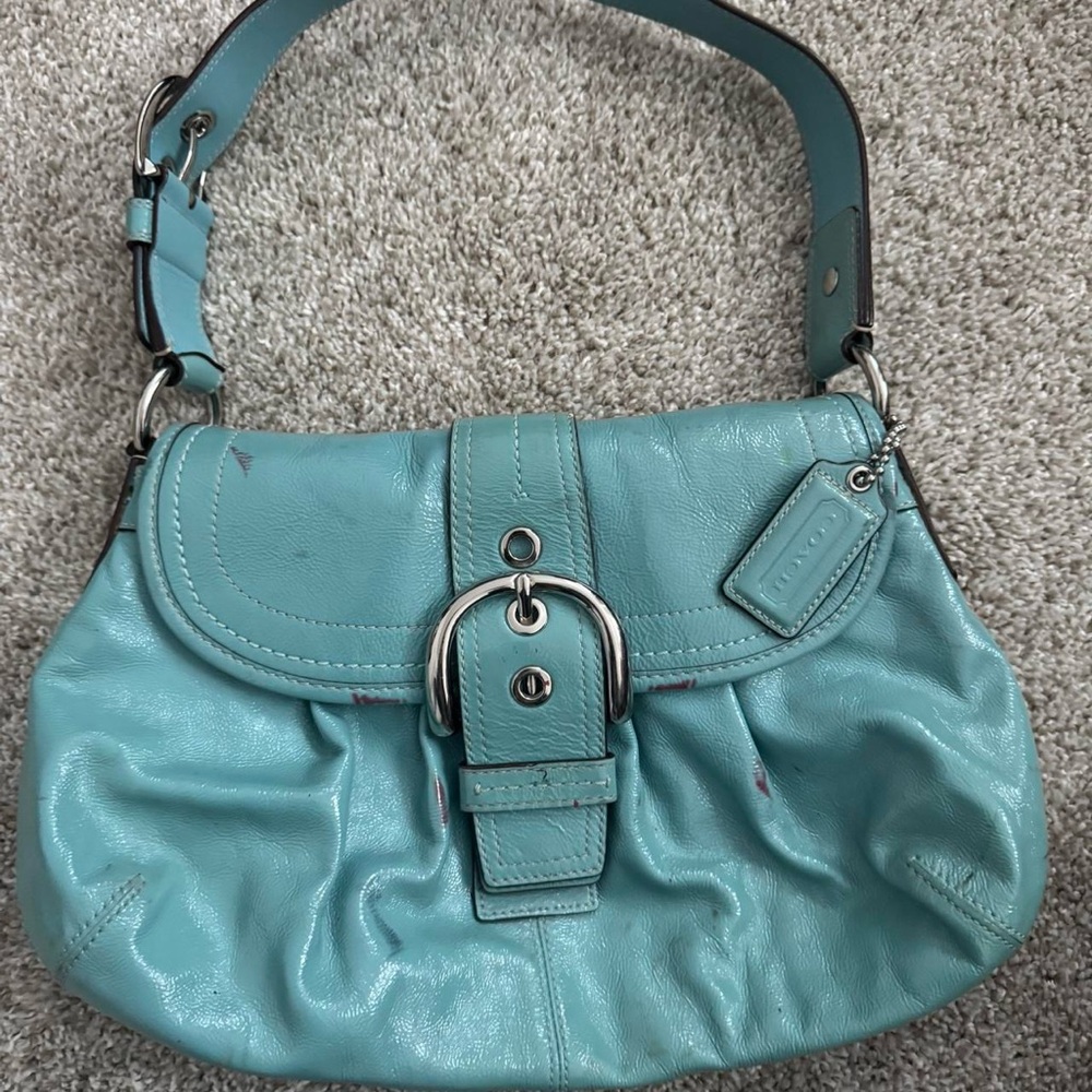 Stylish Blue Leather Shoulder Bag